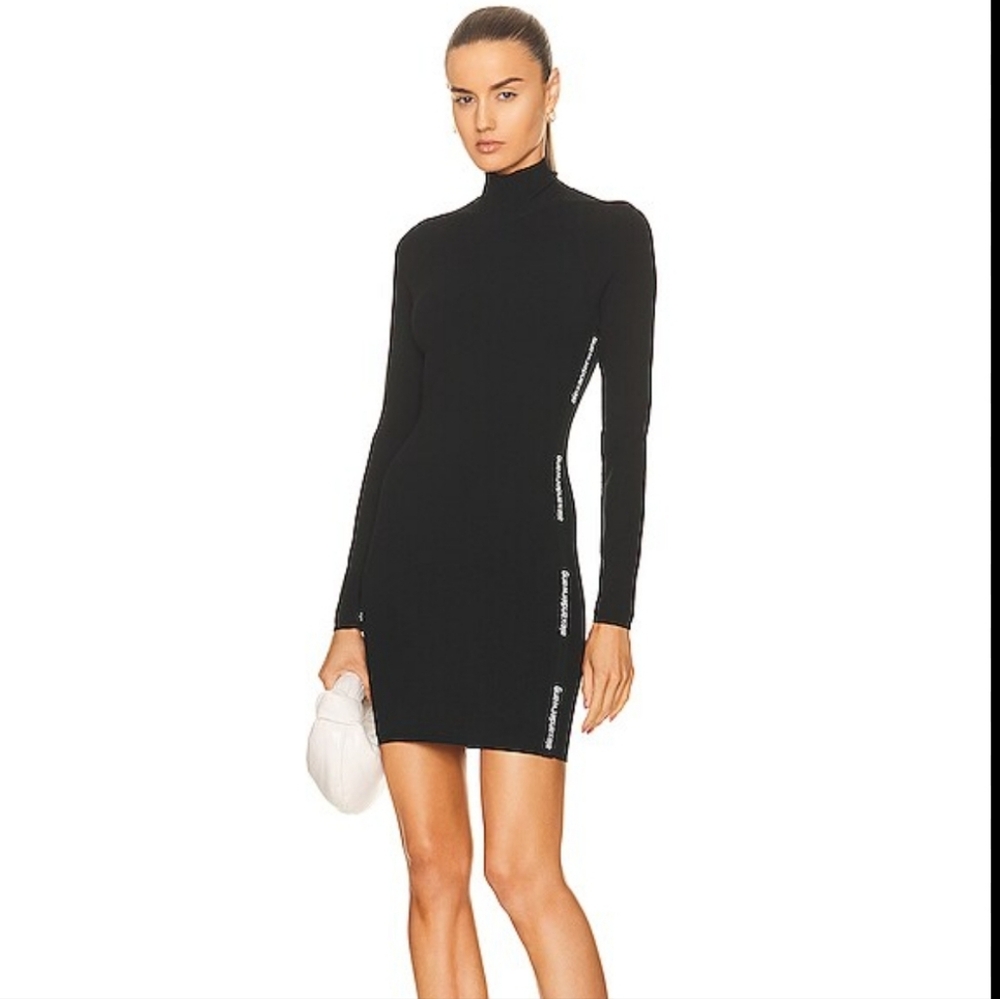 Alexander Wang Black  Turtleneck Knit Dress
